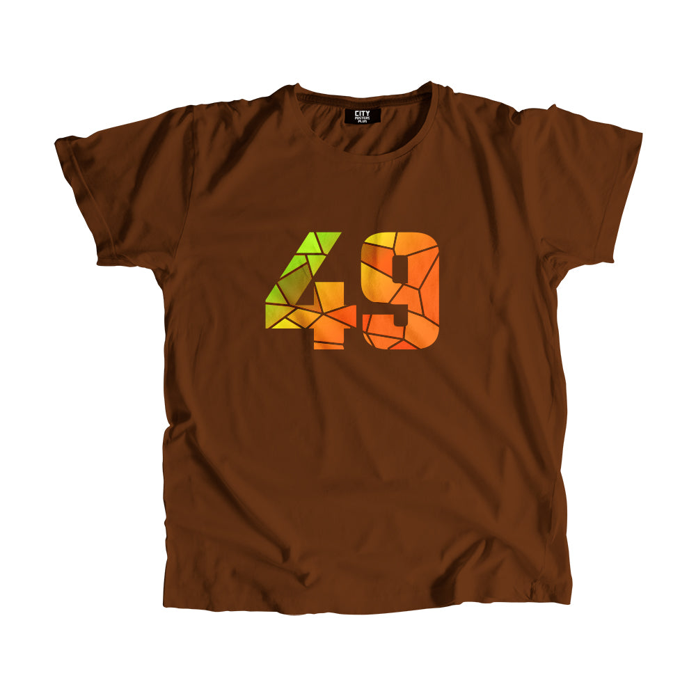 49 Number Men Unisex T-Shirt (Brown)