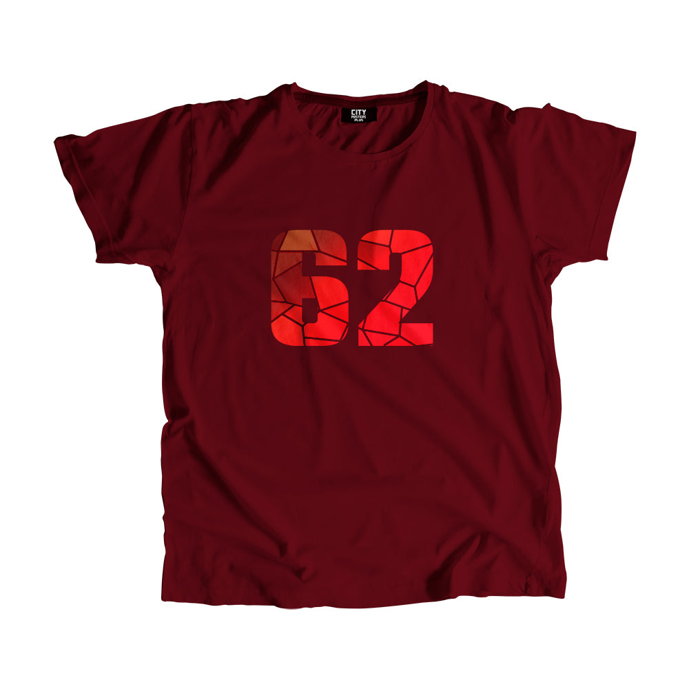 62 Number Men Unisex T-Shirt (Maroon)