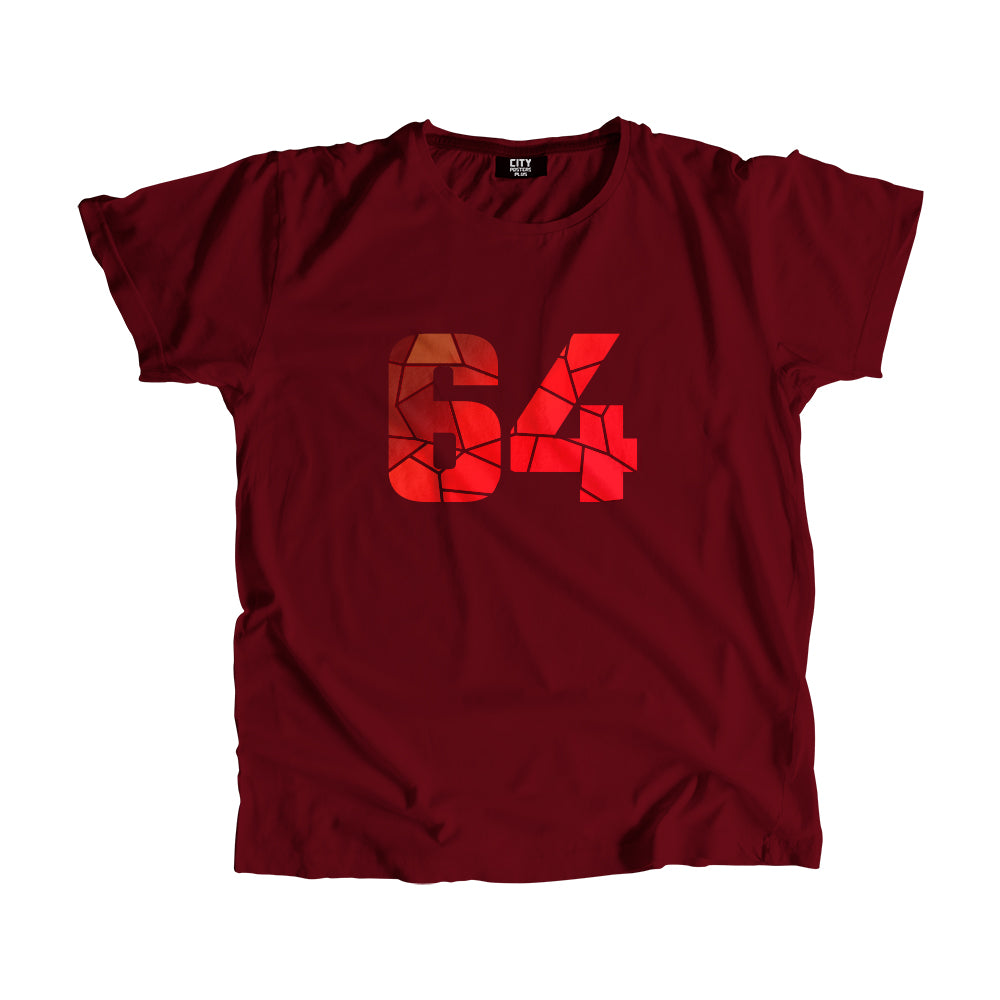 64 Number Men Unisex T-Shirt (Maroon)