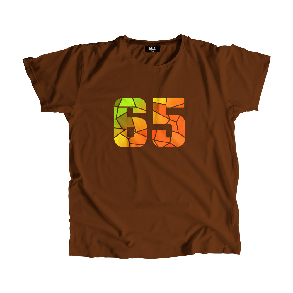 65 Number Men Unisex T-Shirt (Brown)
