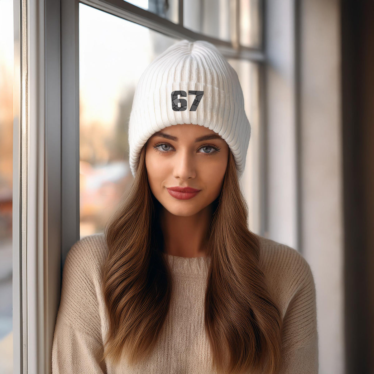 Beanies Plus 67 Number Beanie | Modern Numeric Knit Winter Hat