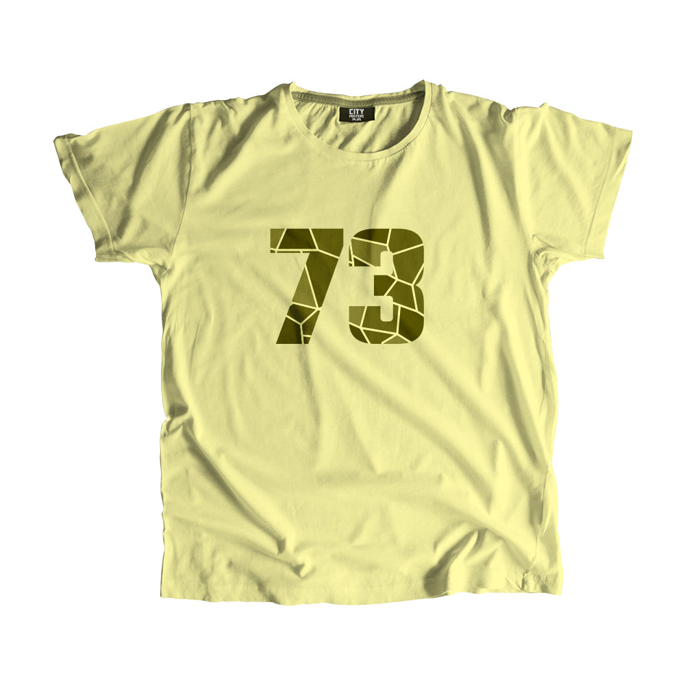 73 Number Men Unisex T-Shirt (Butter Yellow)