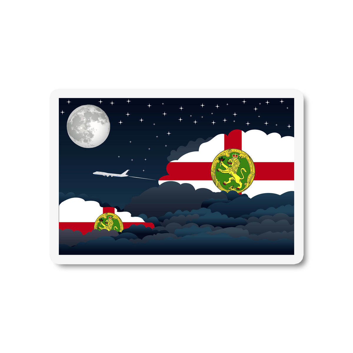 Alderney Airplane Night Clouds Sticker & Magnet