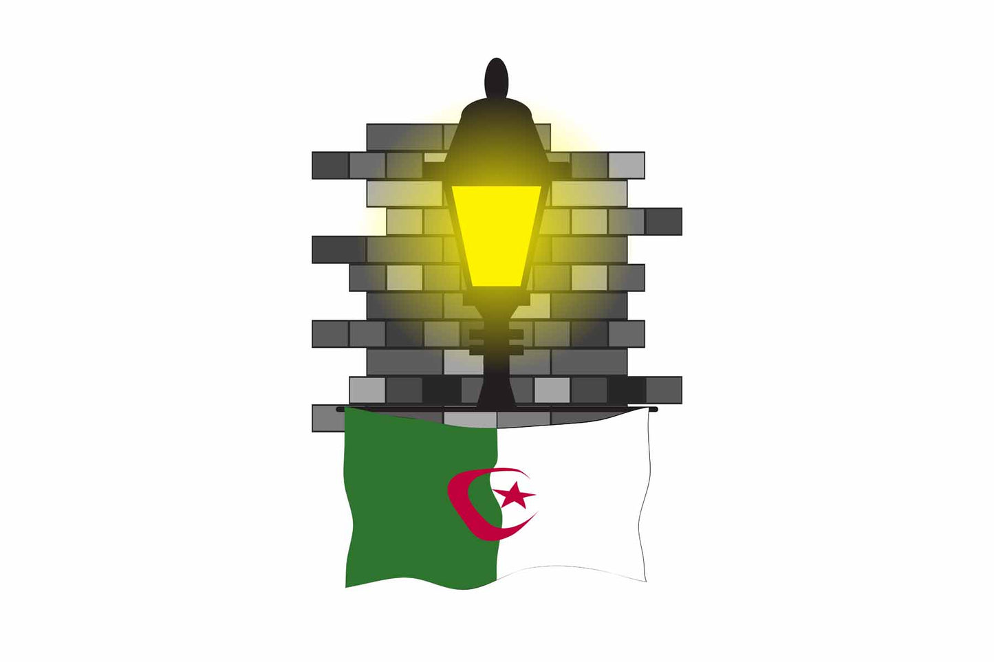 Algeria Town Street Lamp Bricks Sticker & Magnet