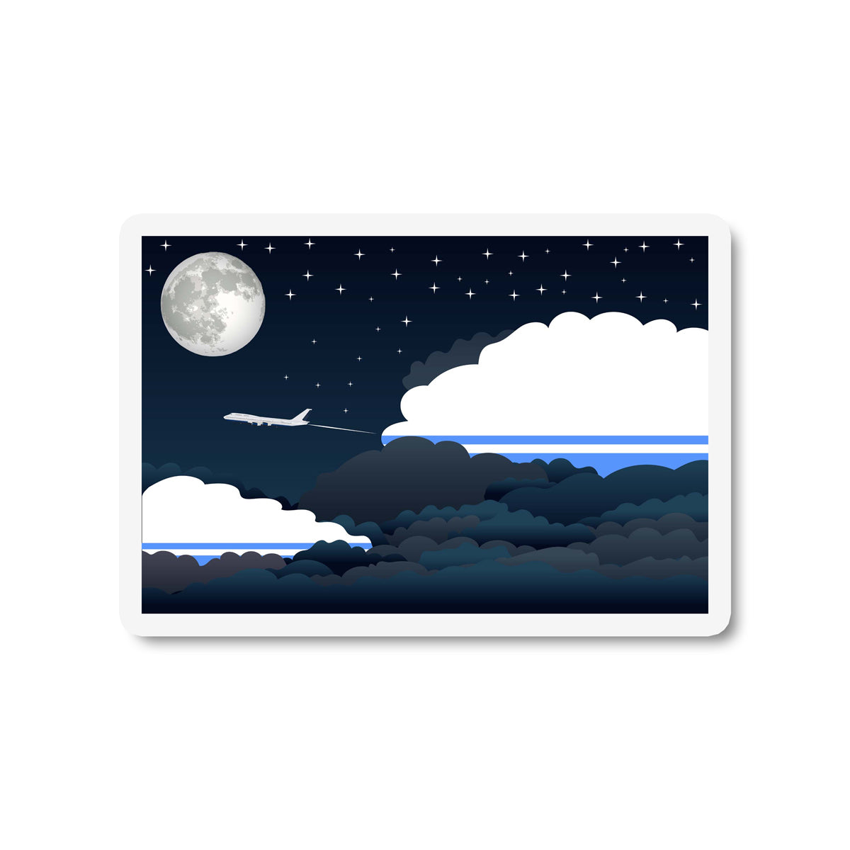 Altai Republic Airplane Night Clouds Sticker & Magnet