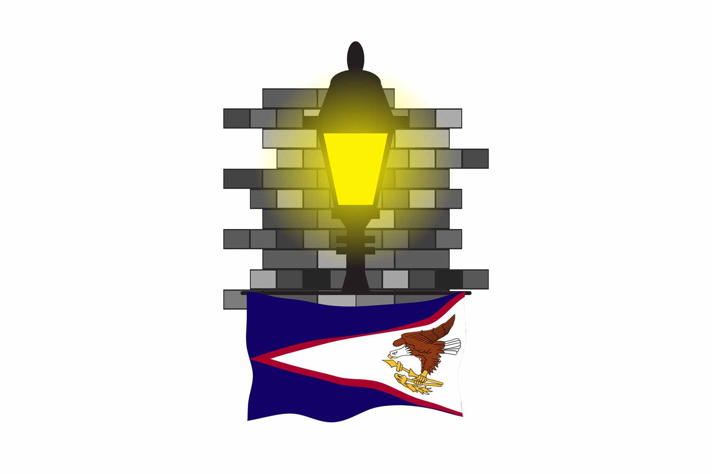 American Samoa Town Street Lamp Bricks Sticker & Magnet