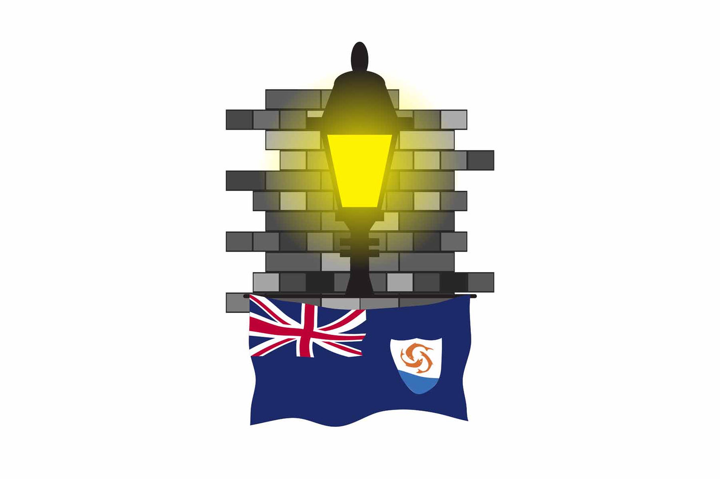 Anguilla Town Street Lamp Bricks Sticker & Magnet