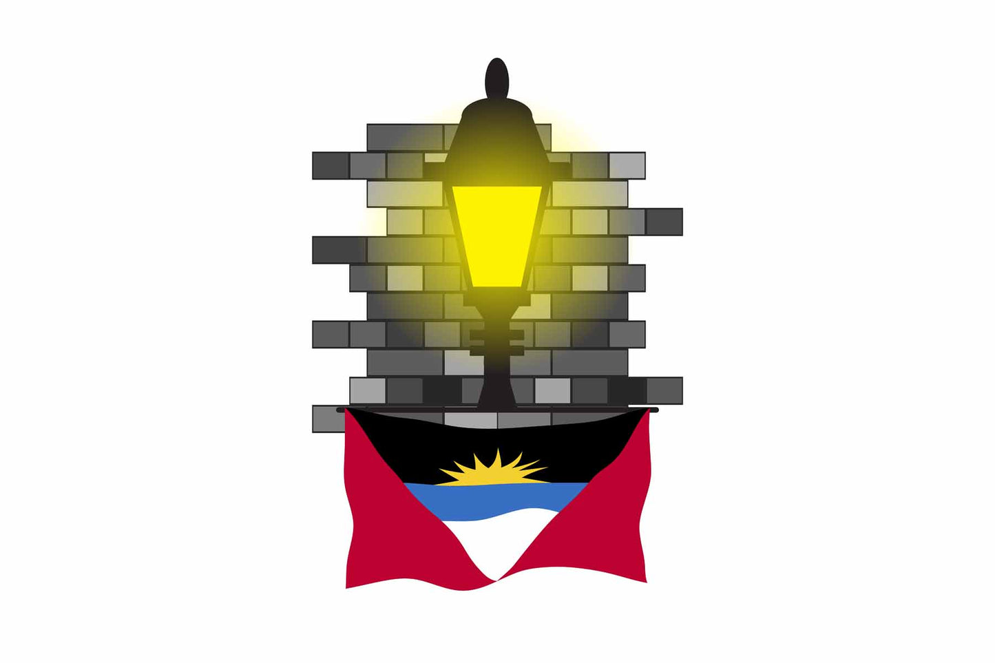 Antigua and Barbuda Town Street Lamp Bricks Sticker & Magnet