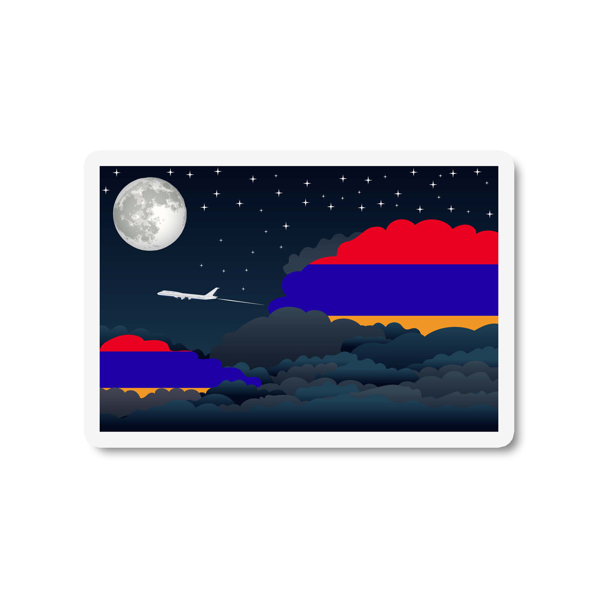 Armenia Airplane Night Clouds Sticker & Magnet