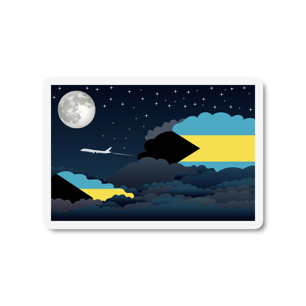 Bahamas Airplane Night Clouds Sticker & Magnet