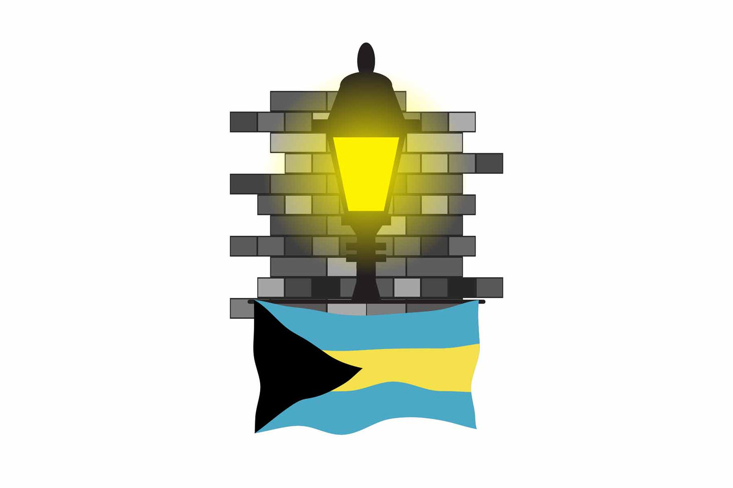 Bahamas Town Street Lamp Bricks Sticker & Magnet