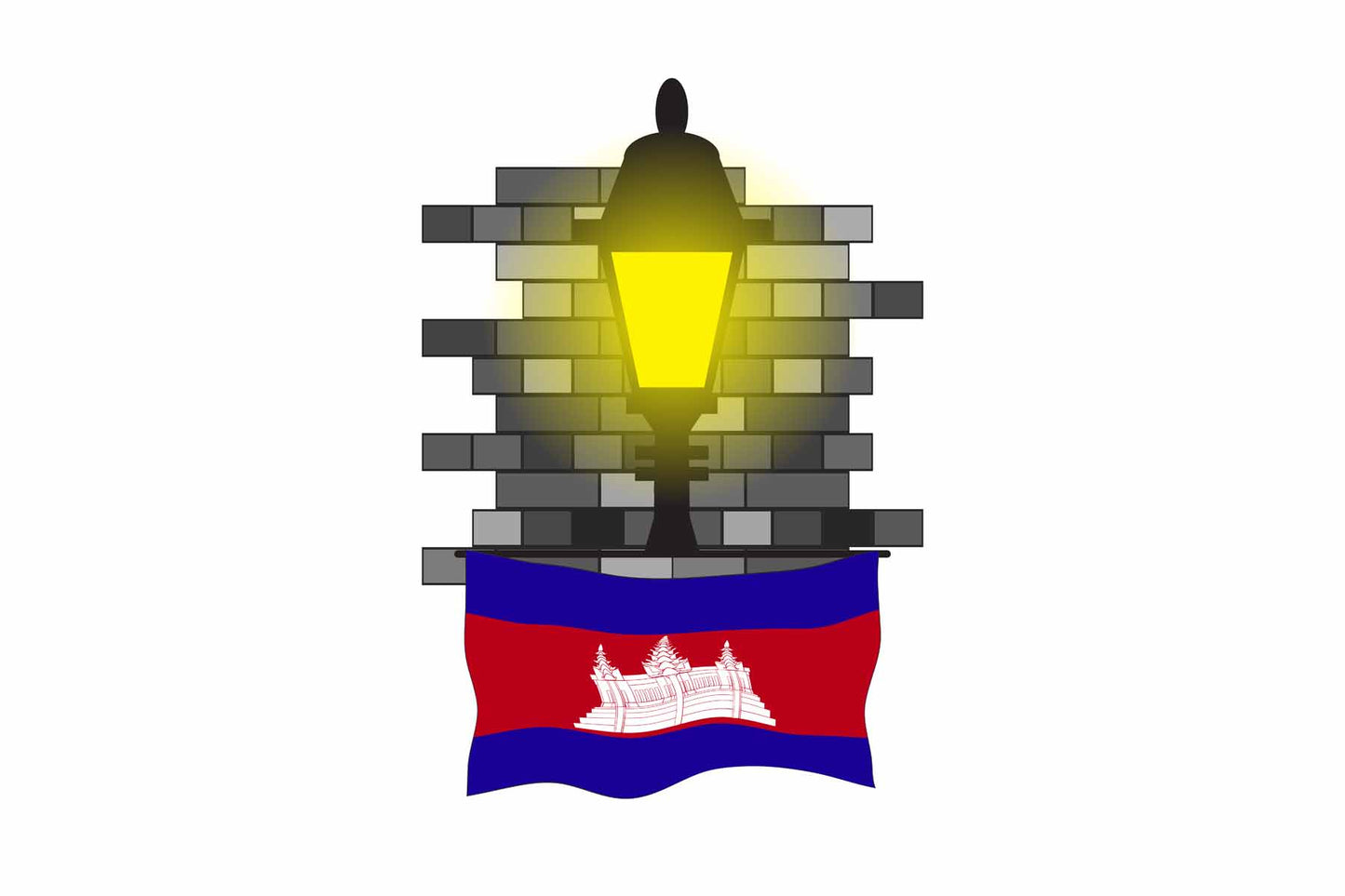 Cambodia Town Street Lamp Bricks Sticker & Magnet