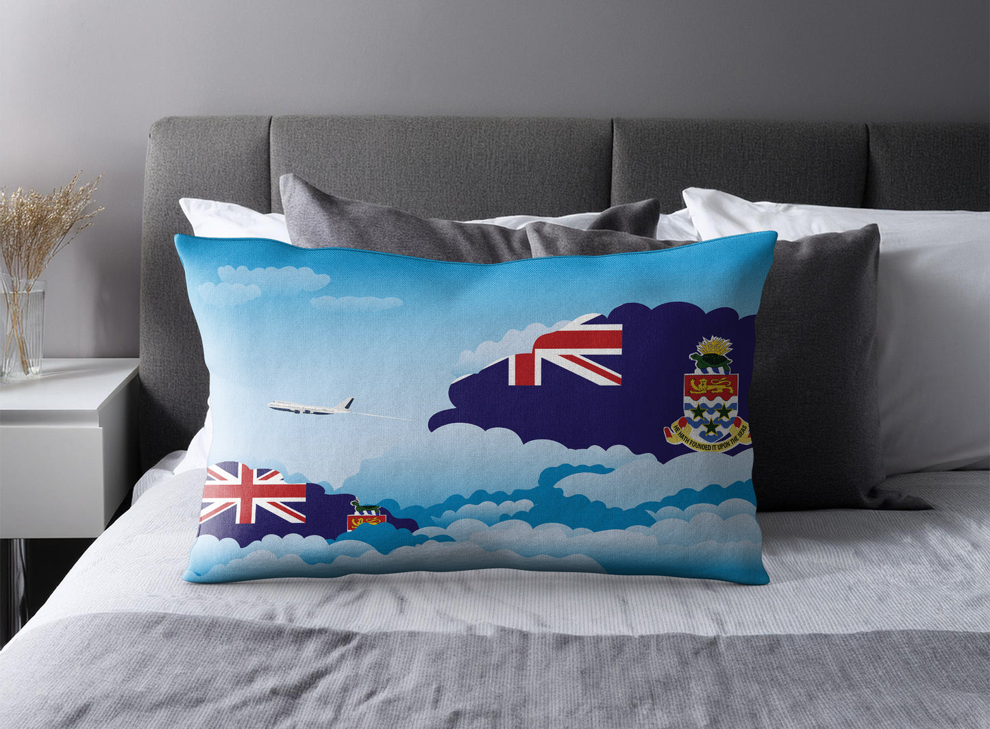 Cayman Islands World Airplane Day Clouds Square & Rectangle Pillow Cases | Aviation Decorative Pillow Covers