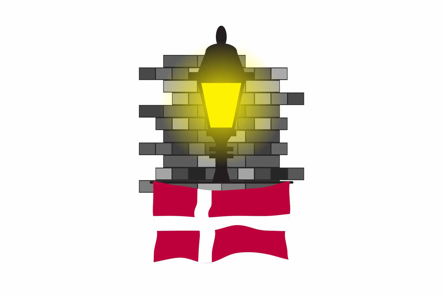 Denmark Town Street Lamp Bricks Sticker & Magnet