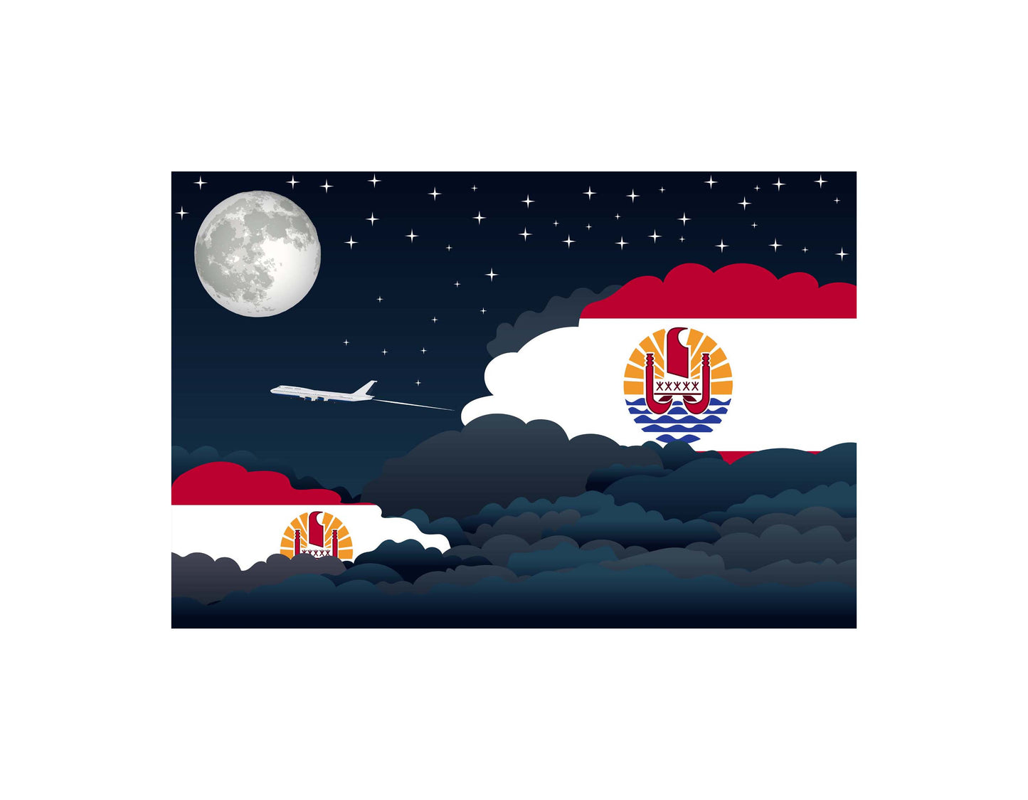 French Polynesia Night Clouds Blankets & Throws | Premium Soft Blankets | City Posters Plus