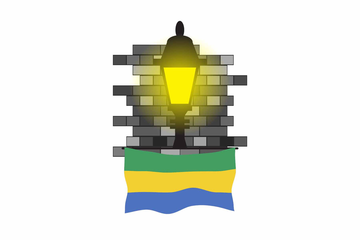 Gabon Town Street Lamp Bricks Sticker & Magnet