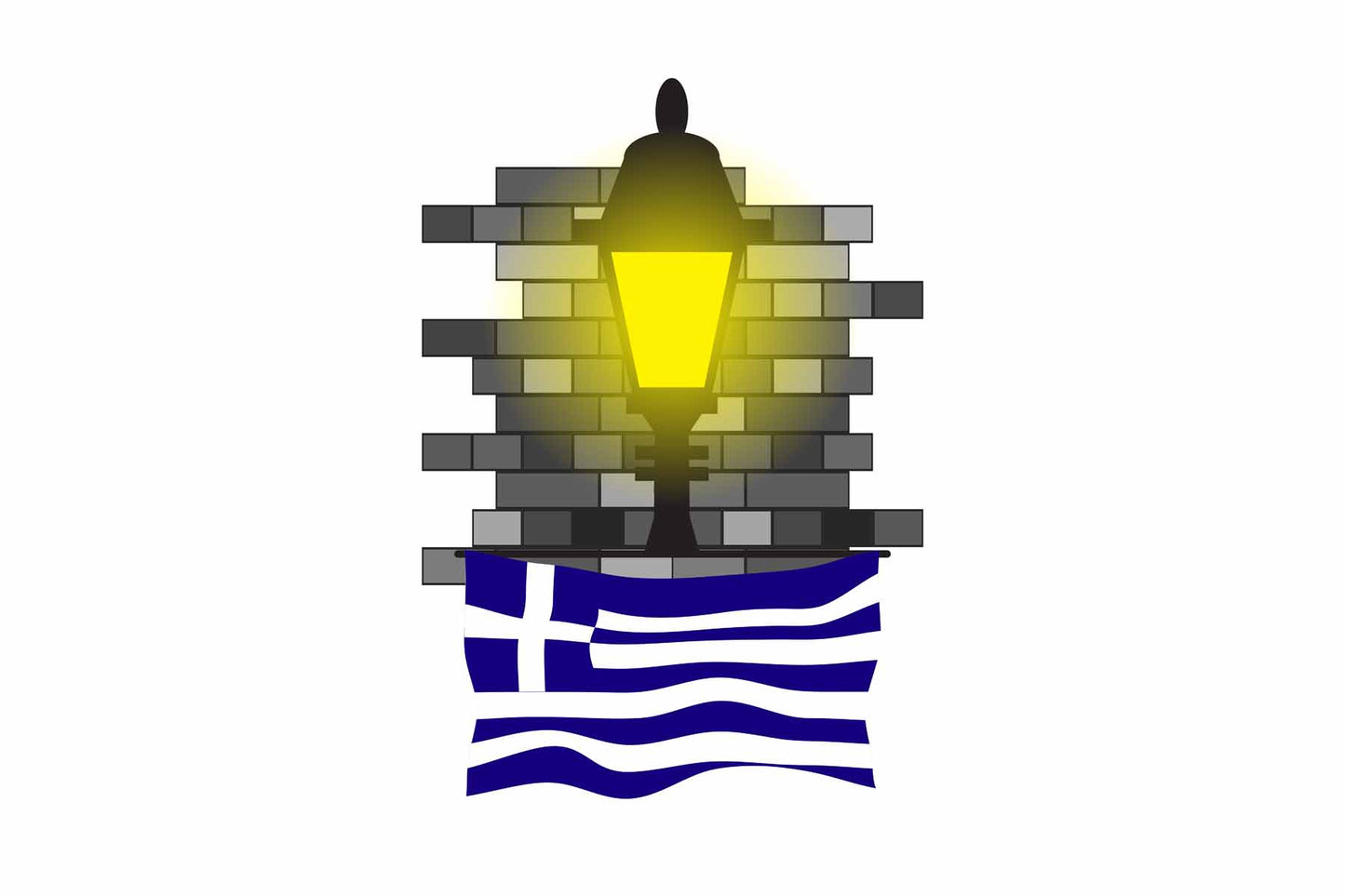 Greece Town Street Lamp Bricks Sticker & Magnet