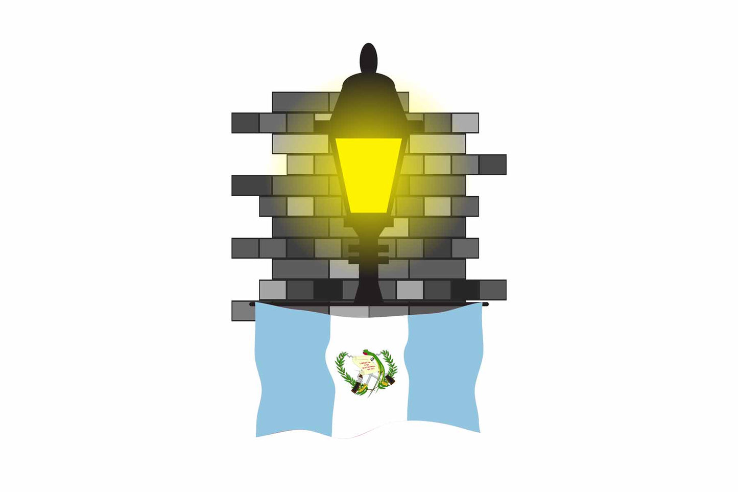 Guatemala Town Street Lamp Bricks Sticker & Magnet