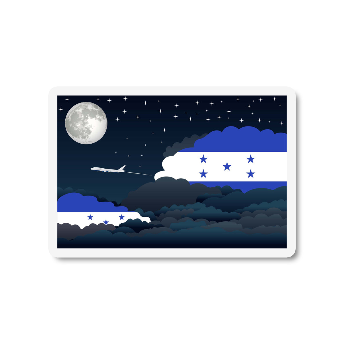 Honduras Airplane Night Clouds Sticker & Magnet