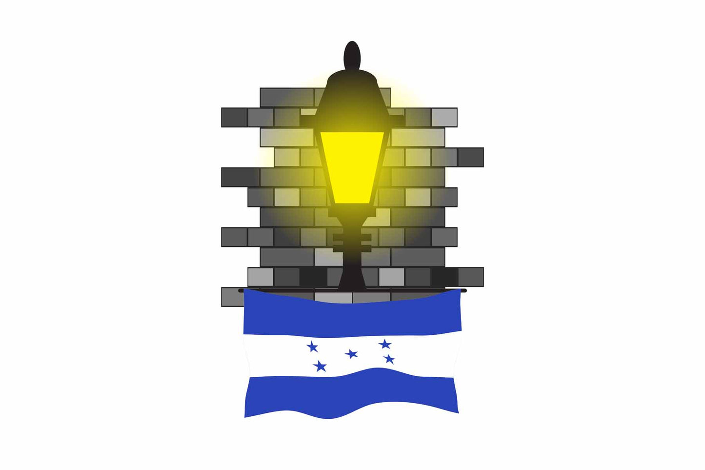 Honduras Town Street Lamp Bricks Sticker & Magnet