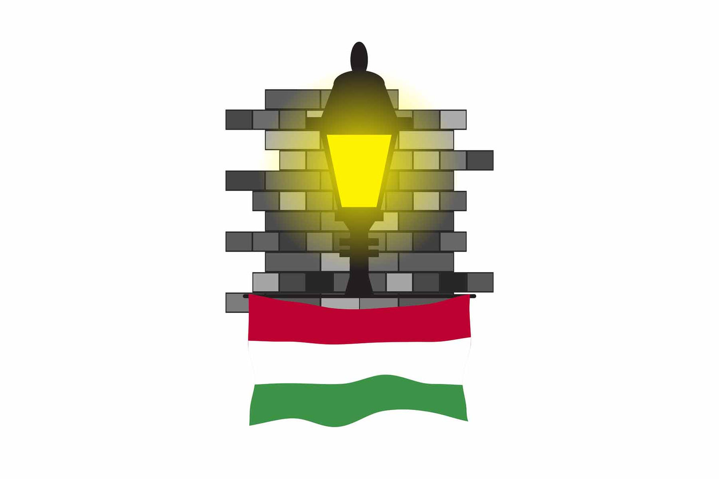 Hungary Town Street Lamp Bricks Sticker & Magnet