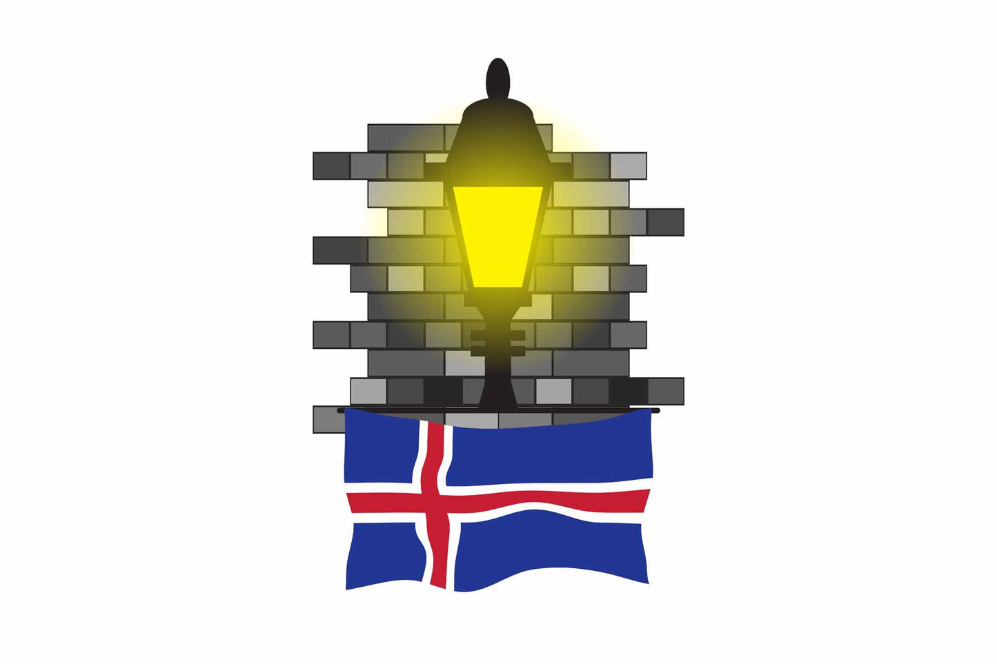 Iceland Town Street Lamp Bricks Sticker & Magnet