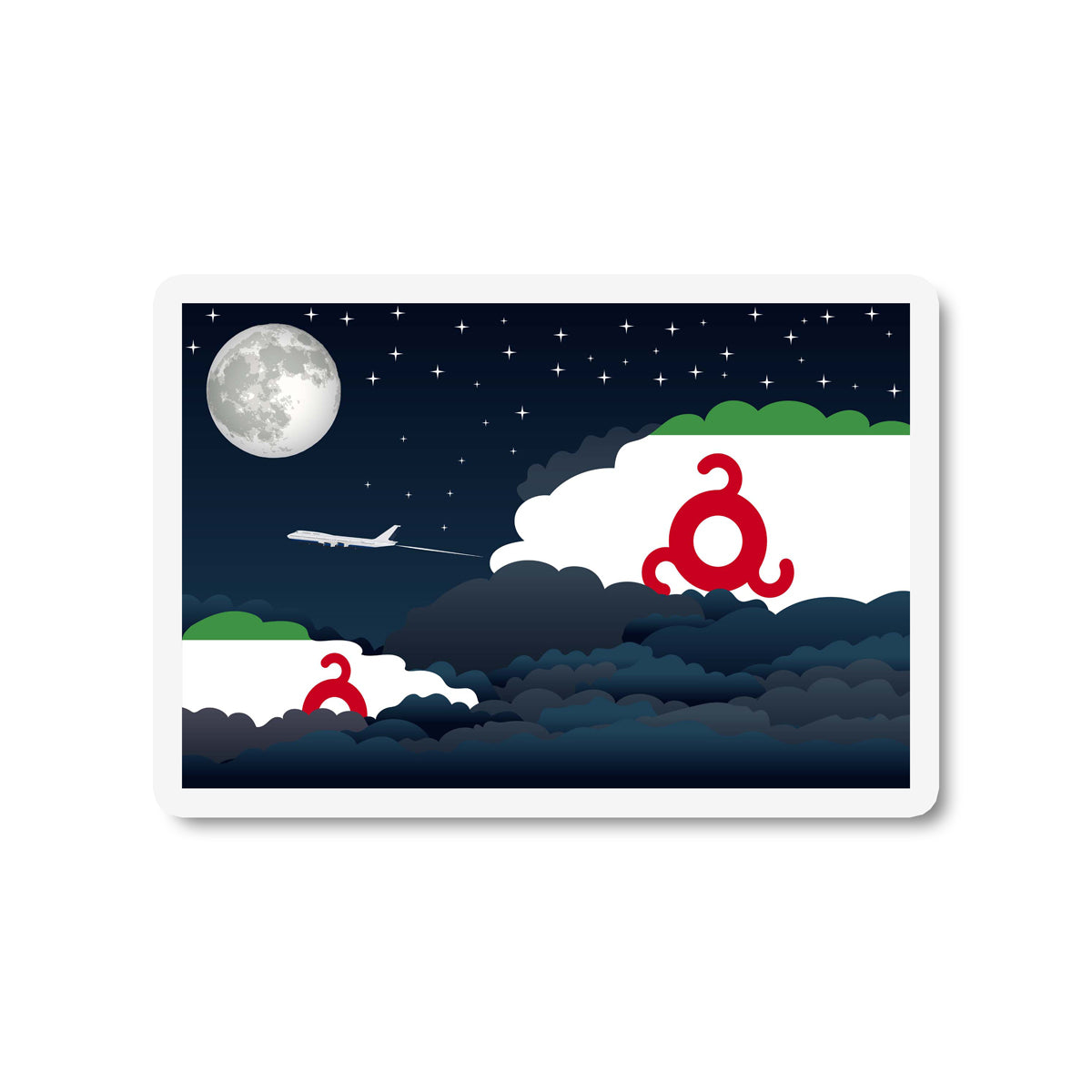 Ingushetia Airplane Night Clouds Sticker & Magnet