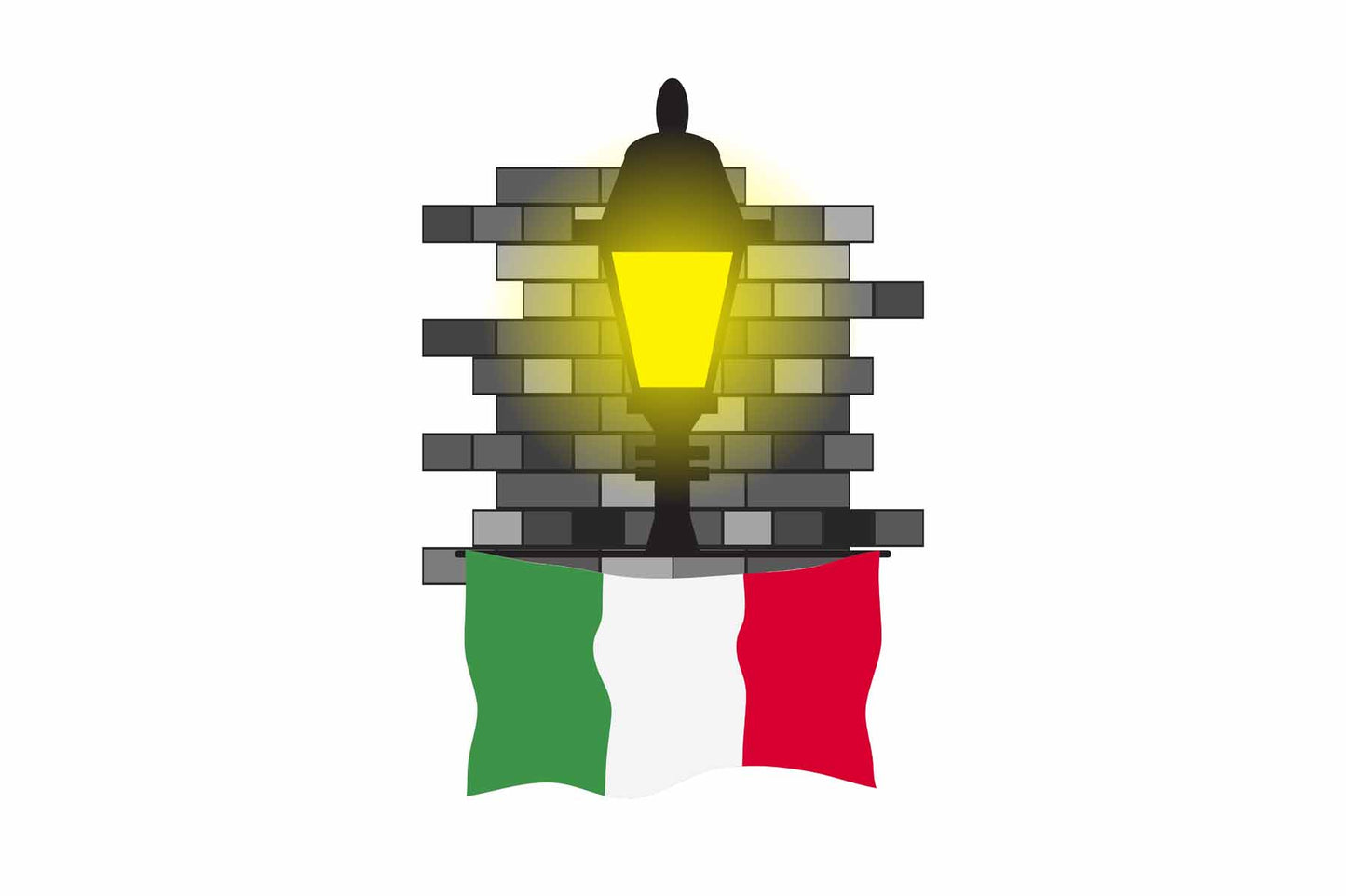 Italy Town Street Lamp Bricks Sticker & Magnet