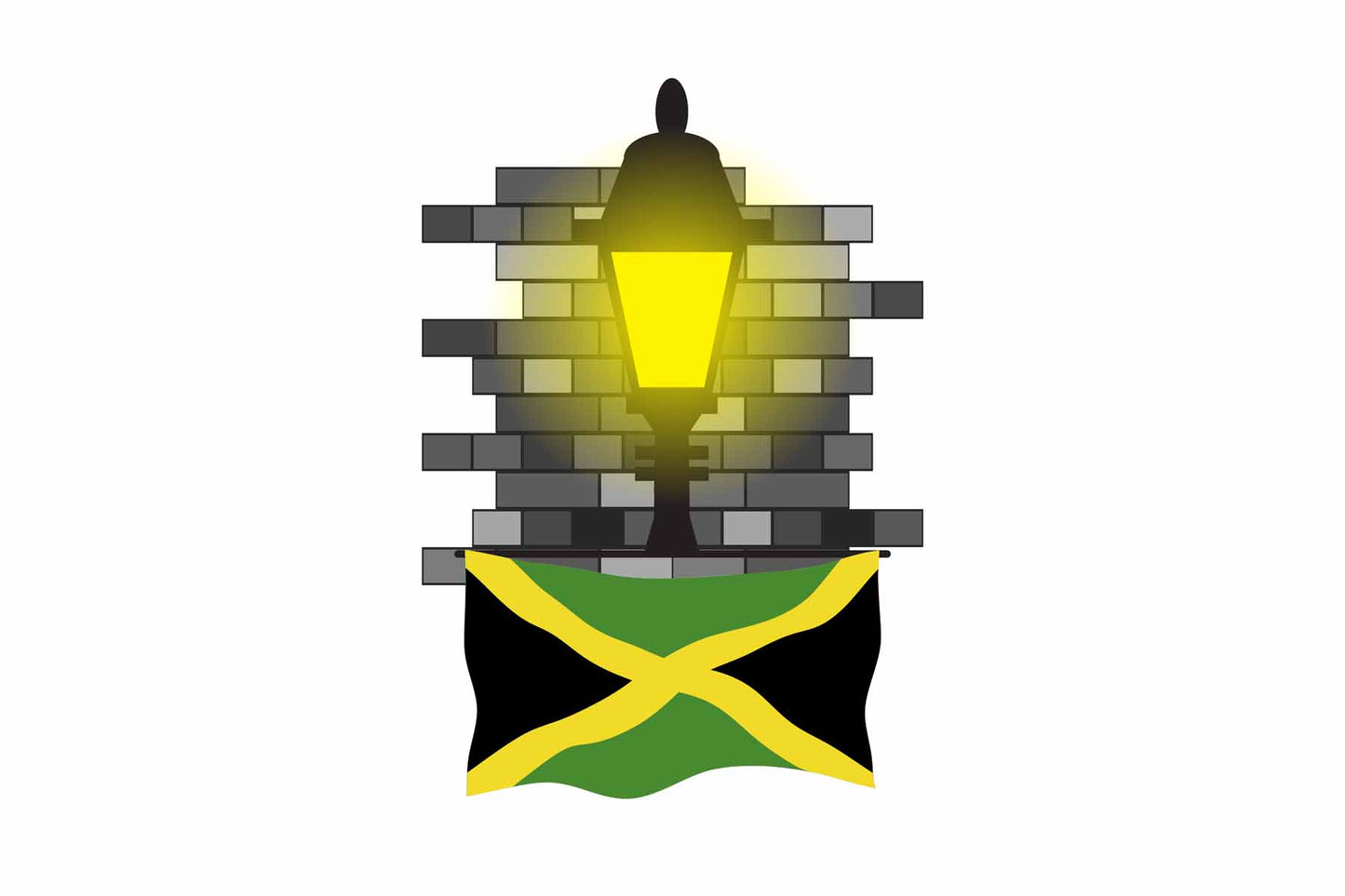 Jamaica Town Street Lamp Bricks Sticker & Magnet