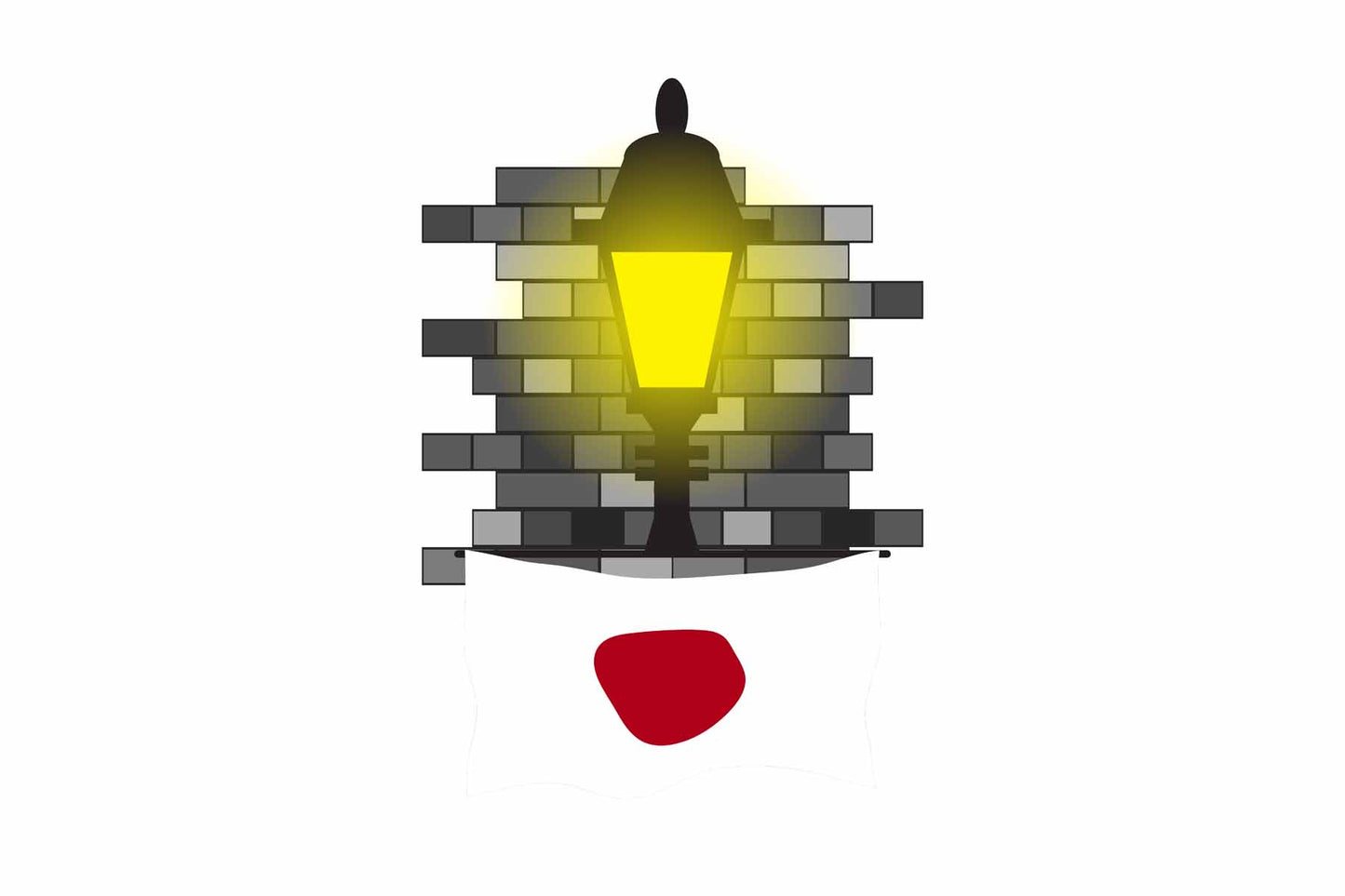 Japan Town Street Lamp Bricks Sticker & Magnet