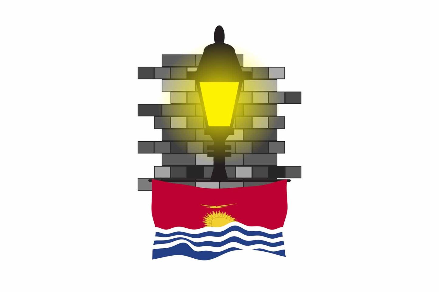 Kiribati Town Street Lamp Bricks Sticker & Magnet