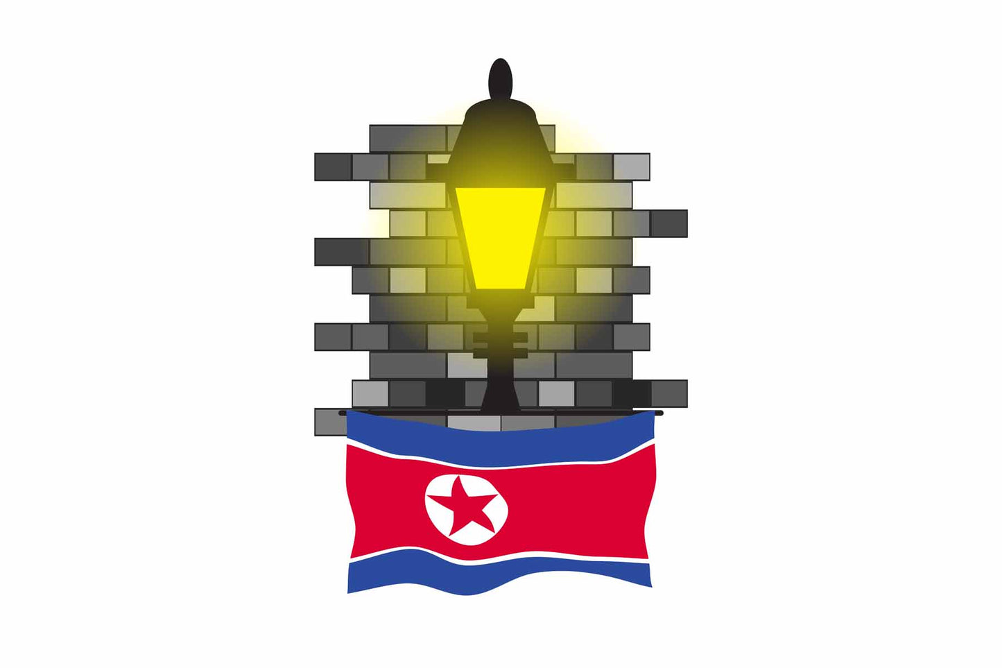 Korea North Town Street Lamp Bricks Sticker & Magnet