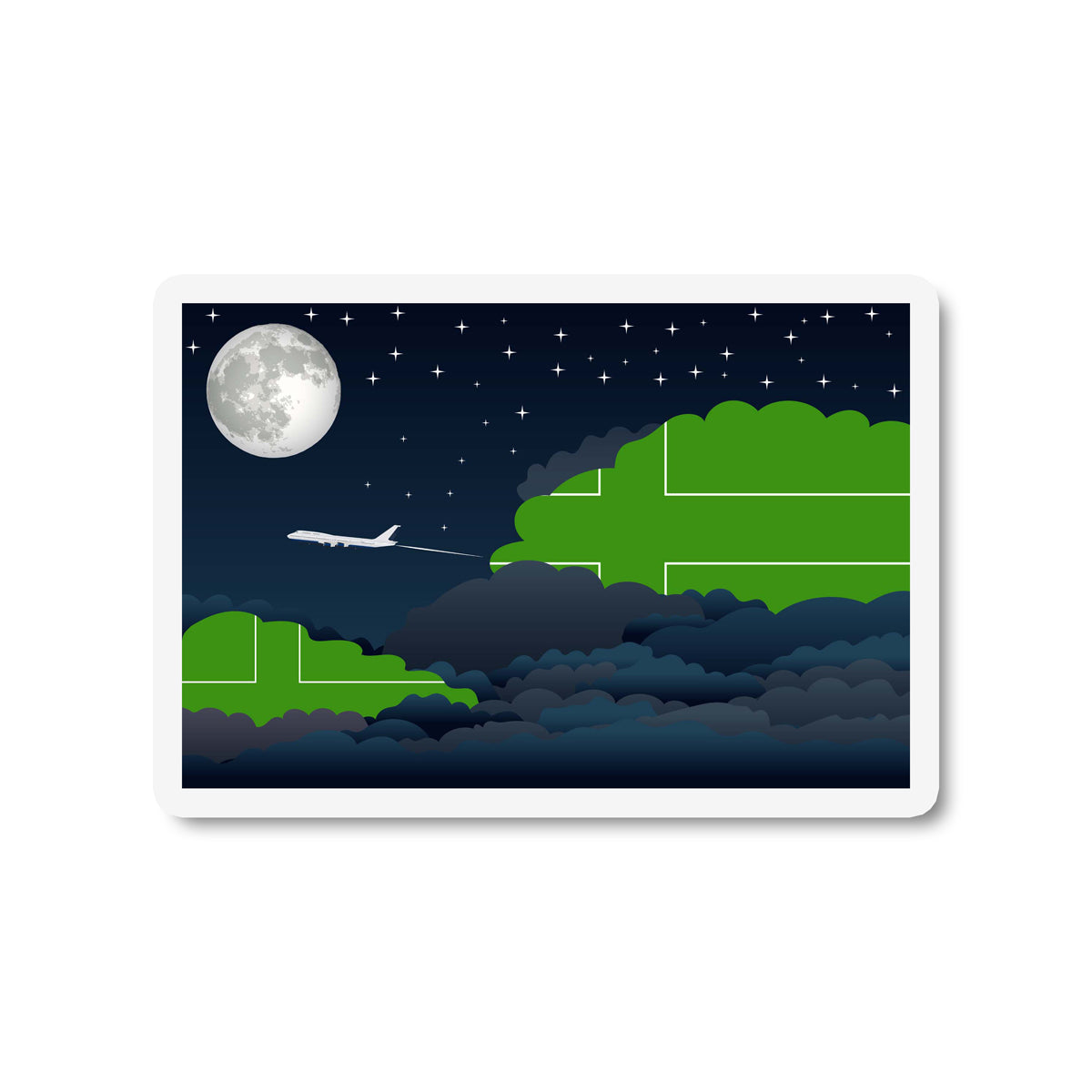 Ladonia Airplane Night Clouds Sticker & Magnet