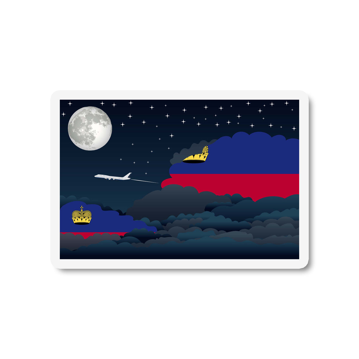 Liechtenstein Airplane Night Clouds Sticker & Magnet