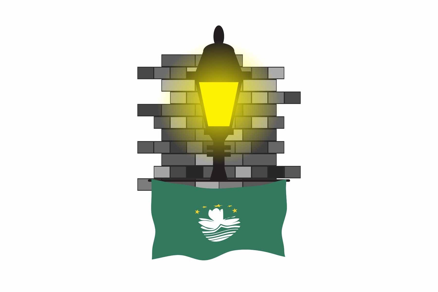 Macau Town Street Lamp Bricks Sticker & Magnet