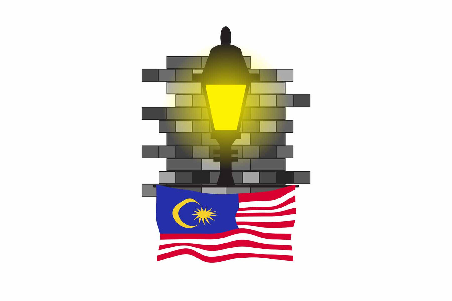 Malaysia Town Street Lamp Bricks Sticker & Magnet