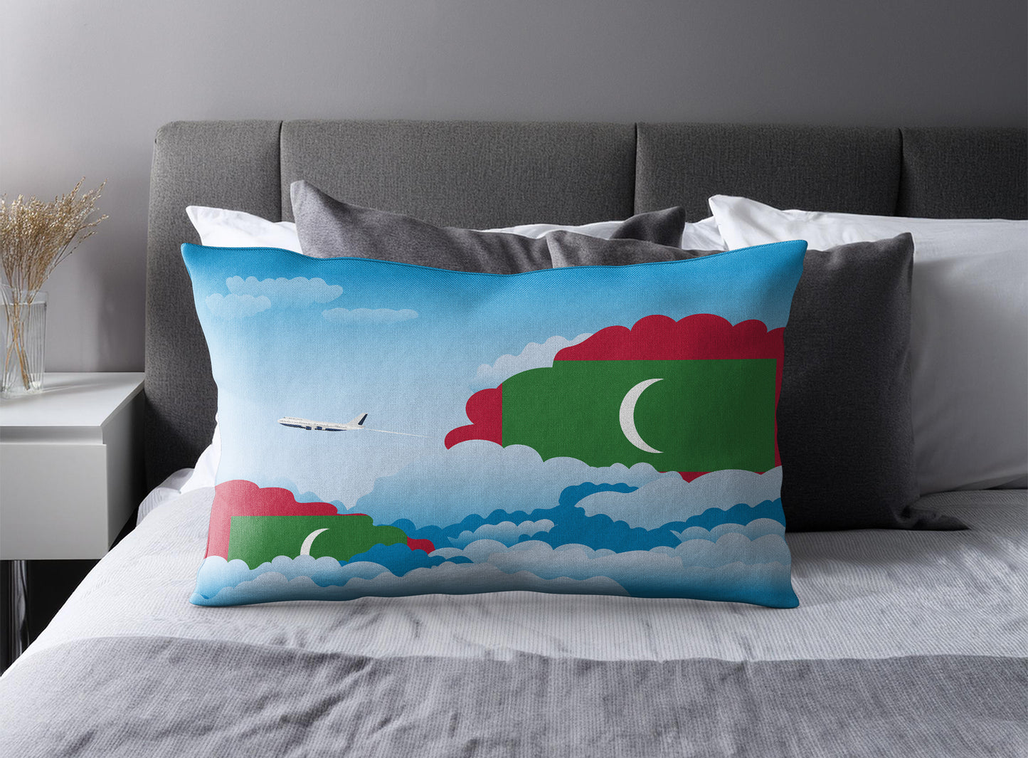 Maldives World Airplane Day Clouds Square & Rectangle Pillow Cases | Aviation Decorative Pillow Covers