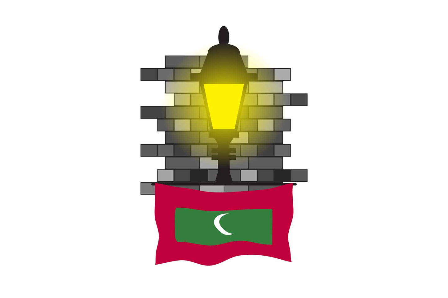 Maldives Town Street Lamp Bricks Sticker & Magnet