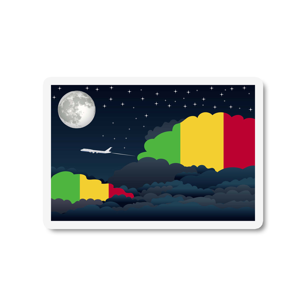 Mali Airplane Night Clouds Sticker & Magnet