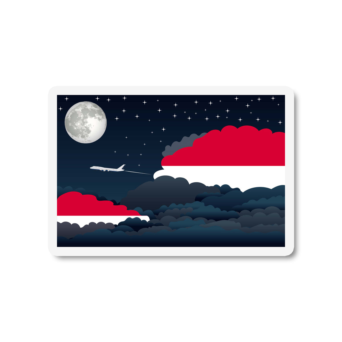 Monaco Airplane Night Clouds Sticker & Magnet