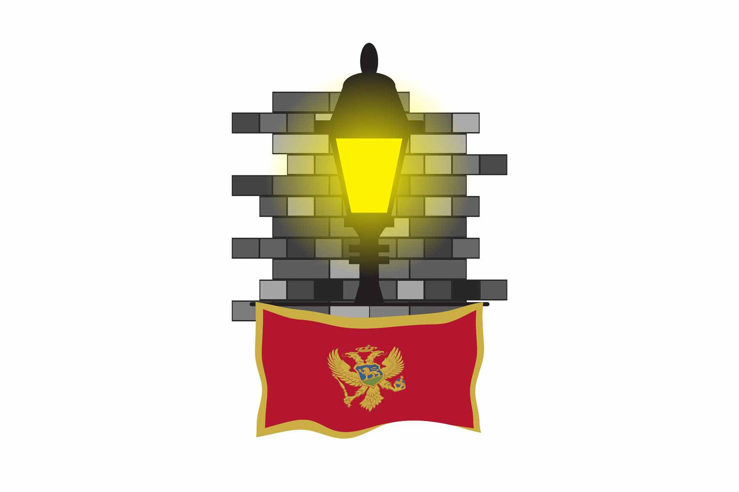 Montenegro Town Street Lamp Bricks Sticker & Magnet