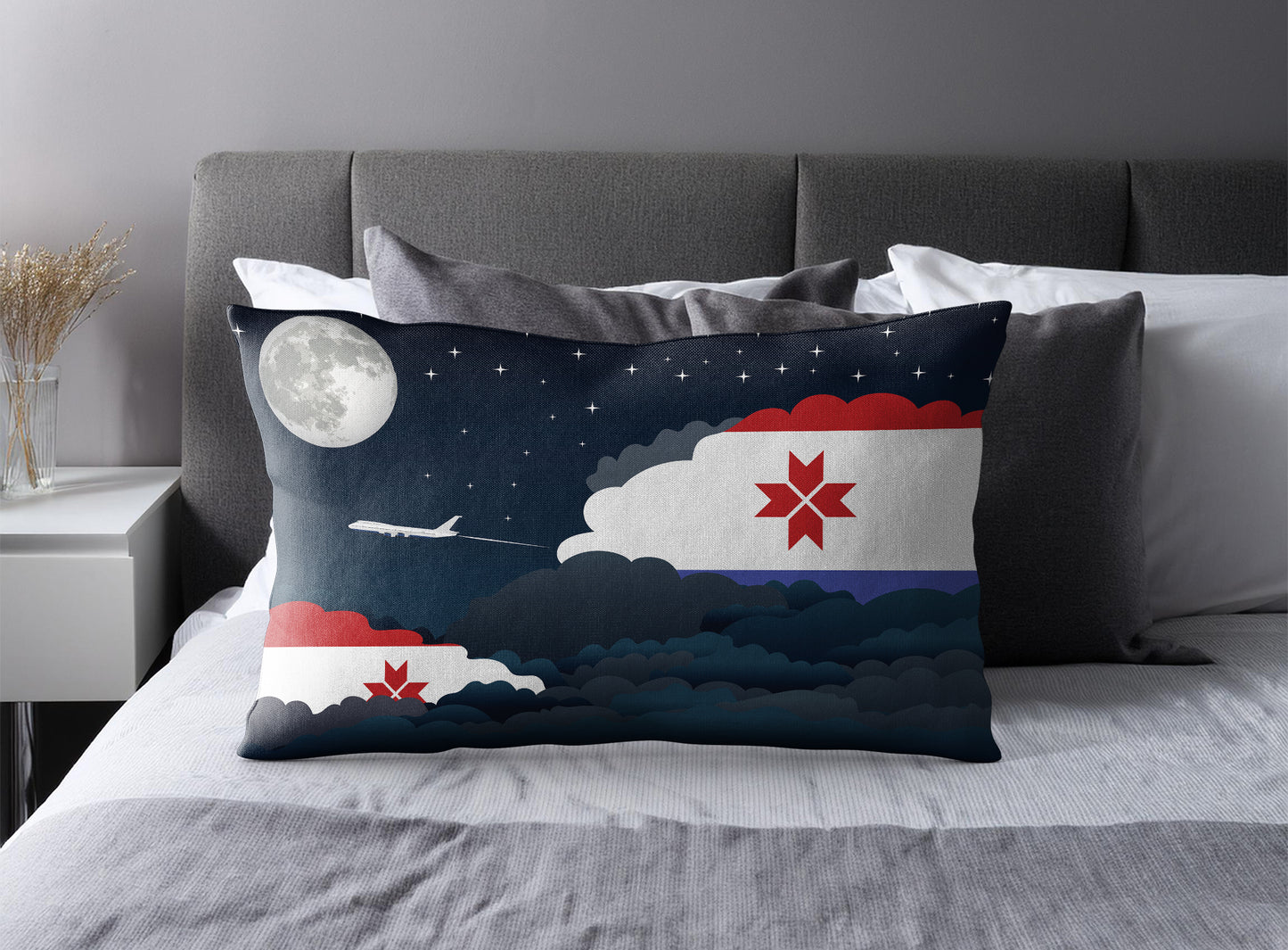 Mordovia World Airplane Night Clouds Square & Rectangle Pillow Cases | Aviation Night Sky Pillow Covers