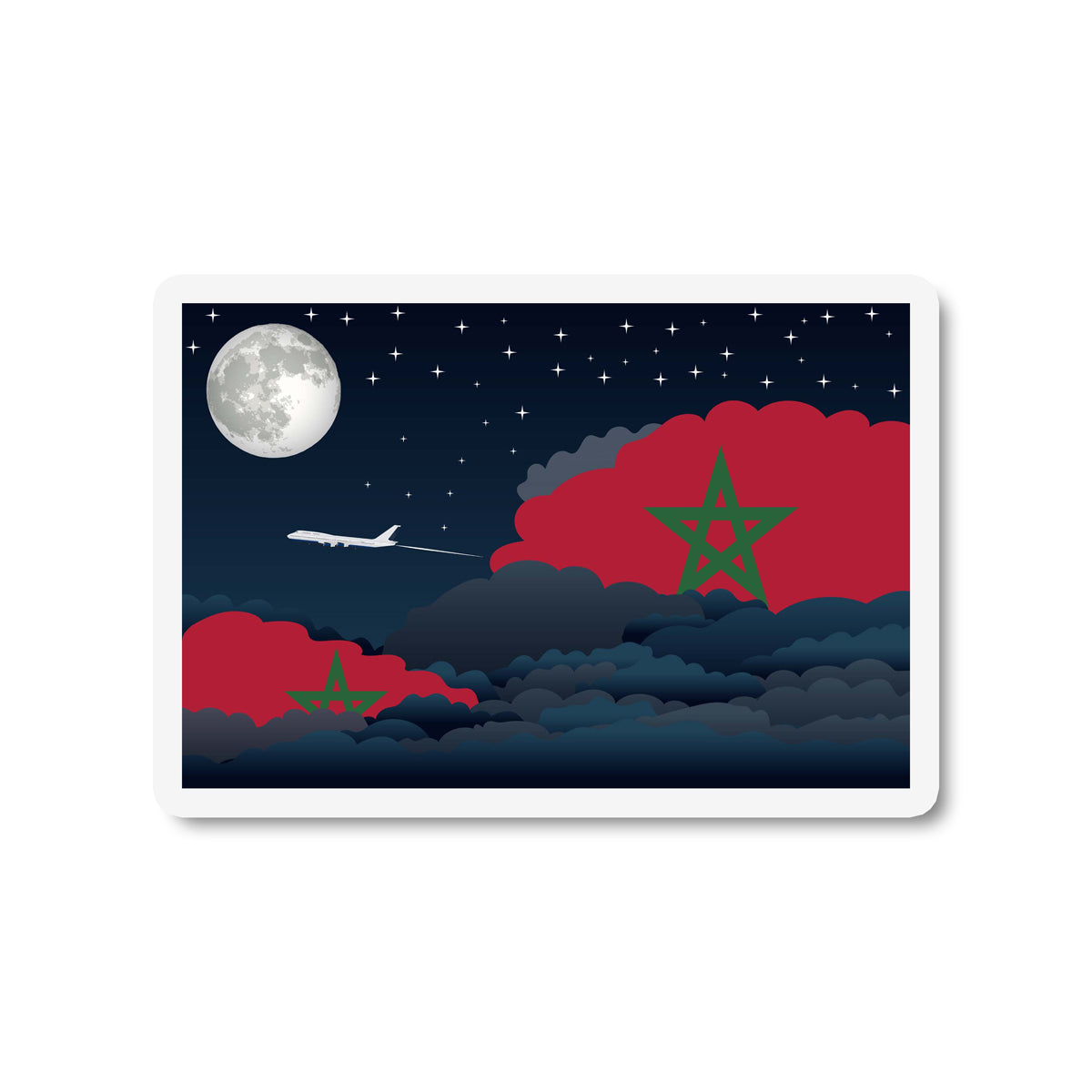 Morocco Airplane Night Clouds Sticker & Magnet