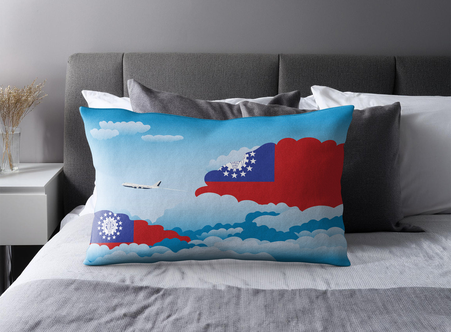 Myanmar Burma World Airplane Day Clouds Square & Rectangle Pillow Cases | Aviation Decorative Pillow Covers