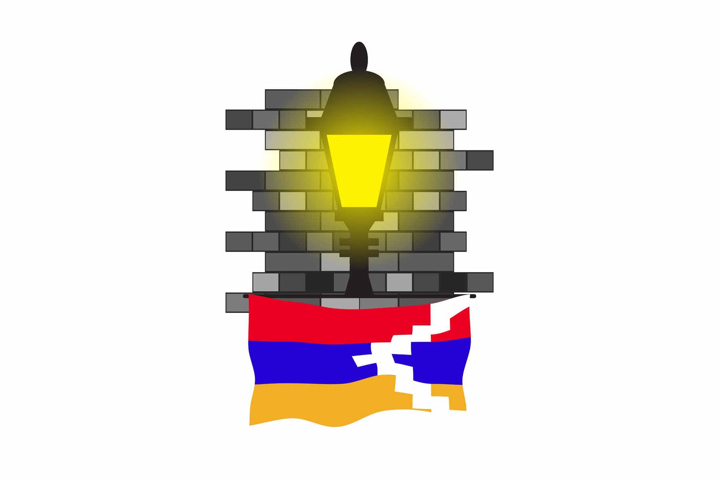 Nagorno Karabakh Republic Town Street Lamp Bricks Sticker & Magnet