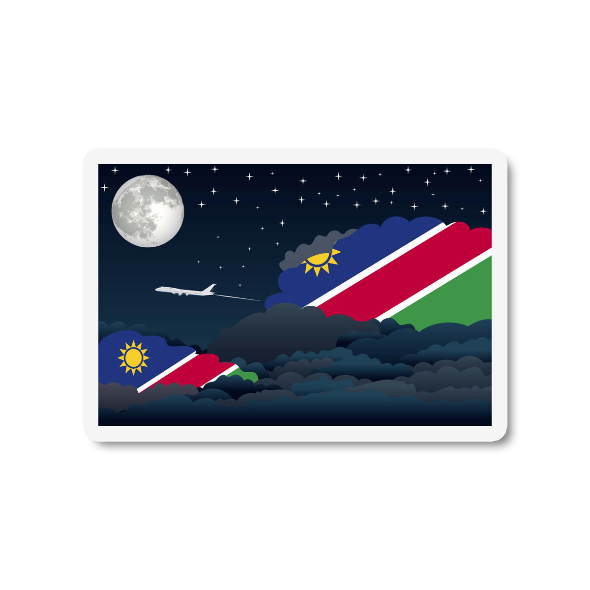 Namibia Airplane Night Clouds Sticker & Magnet