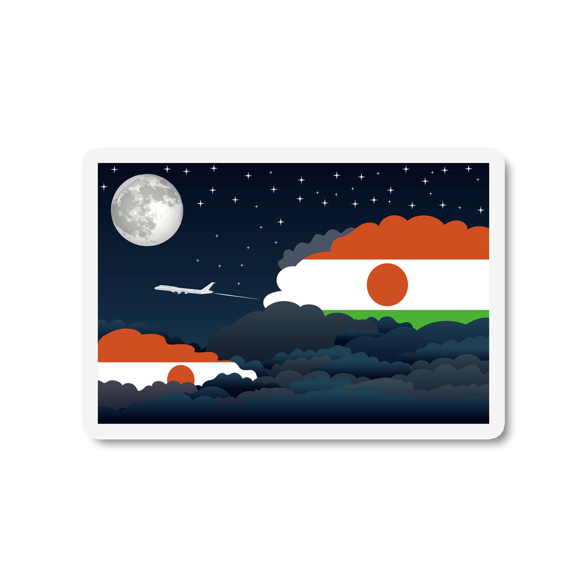 Niger Airplane Night Clouds Sticker & Magnet