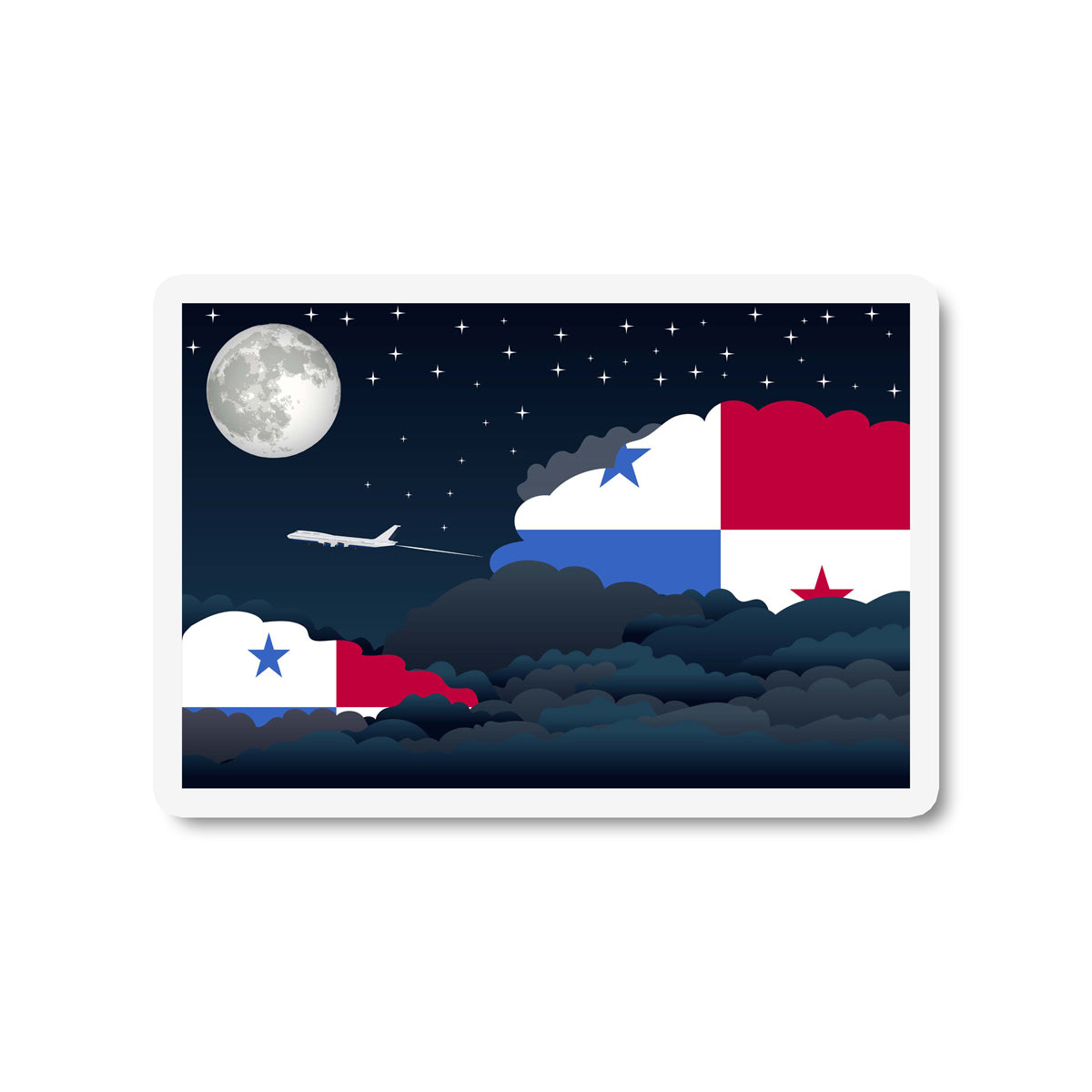 Panama Airplane Night Clouds Sticker & Magnet