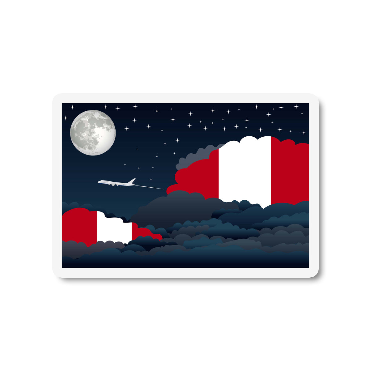 Peru Airplane Night Clouds Sticker & Magnet