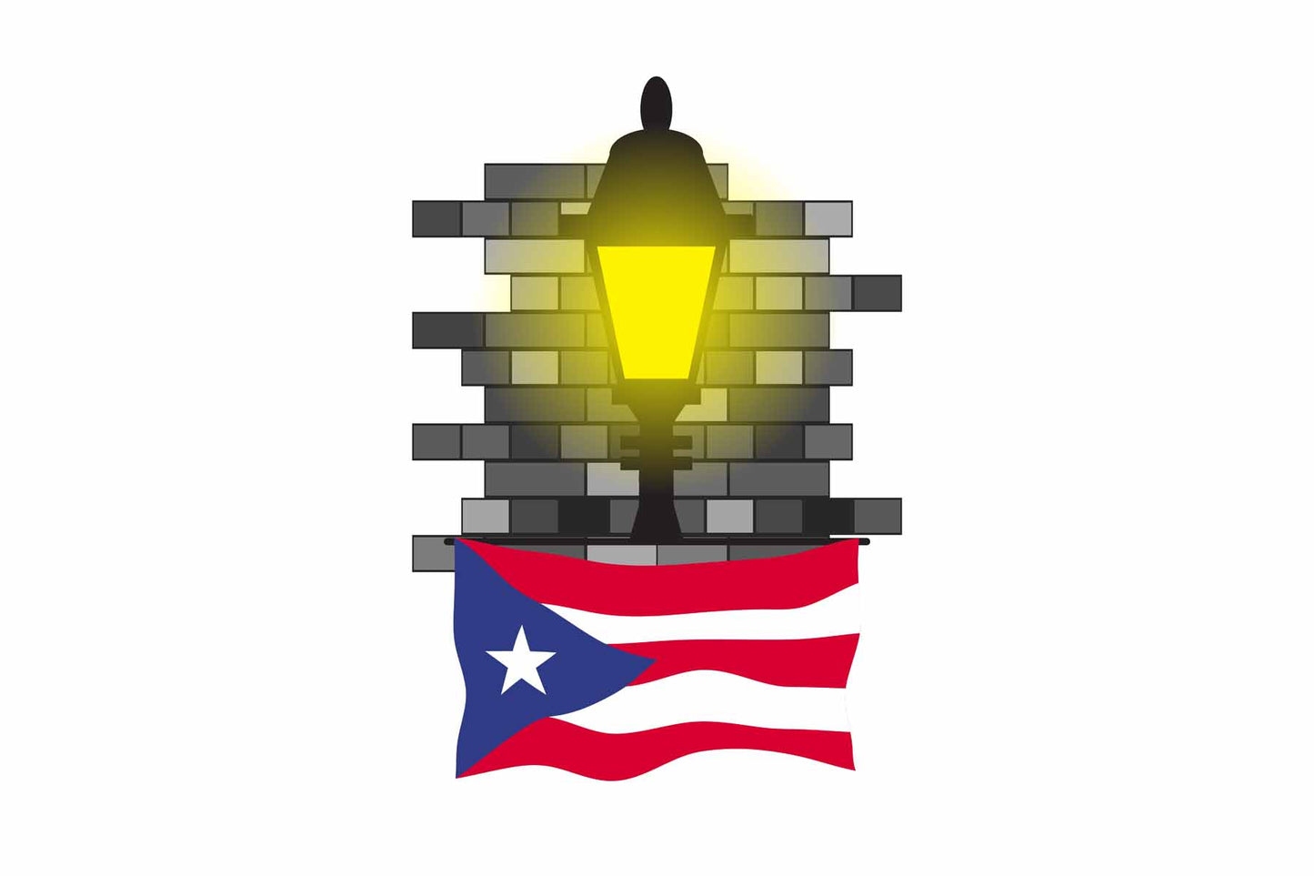 Puerto Rico Town Street Lamp Bricks Sticker & Magnet